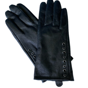 Black leather gloves ladies large new without tags